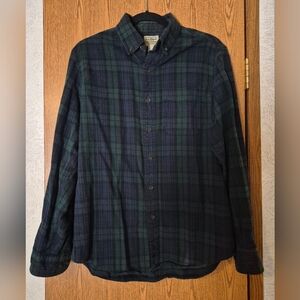 L.L. Bean Dark Green and Navy Plaid Shirt